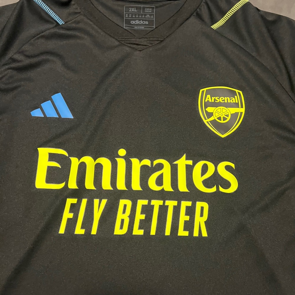 Adidas Arsenal FC 2023-24 Training Tiro Jersey Mens 2XL Black Yellow Slim Fit - Picture 4 of 8